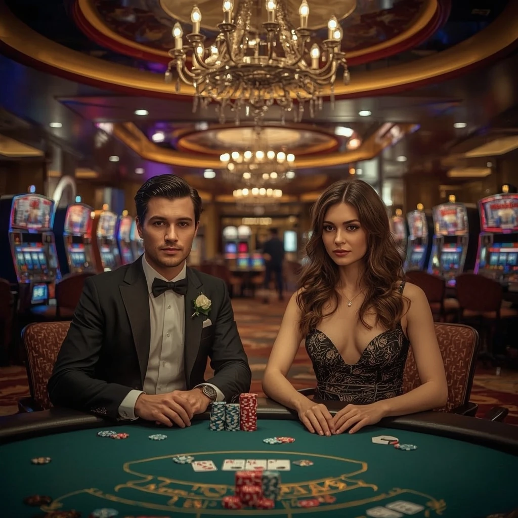 Two poker players in a LOPEBET CASINO